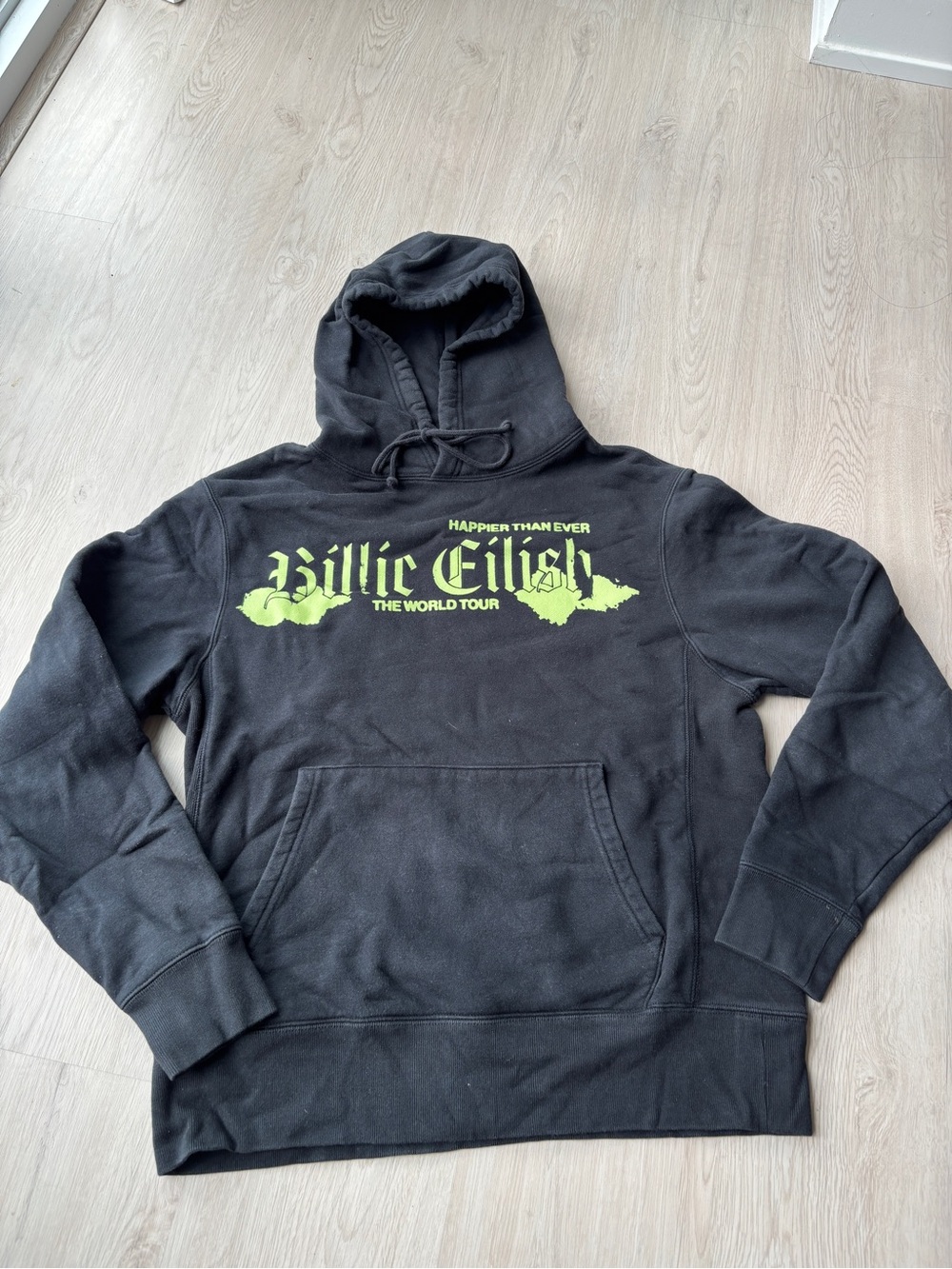 Billie Eilish Black Hoodie with Neon Green Tour Graphic